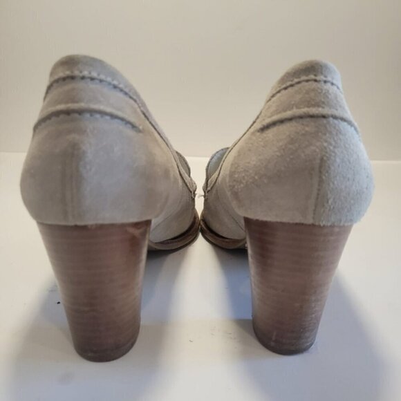 Hogl Women's Size 9 Gray Taupe Suede Almond Closed Toe Slip On 3.5" Heel Shoe - Picture 5 of 10